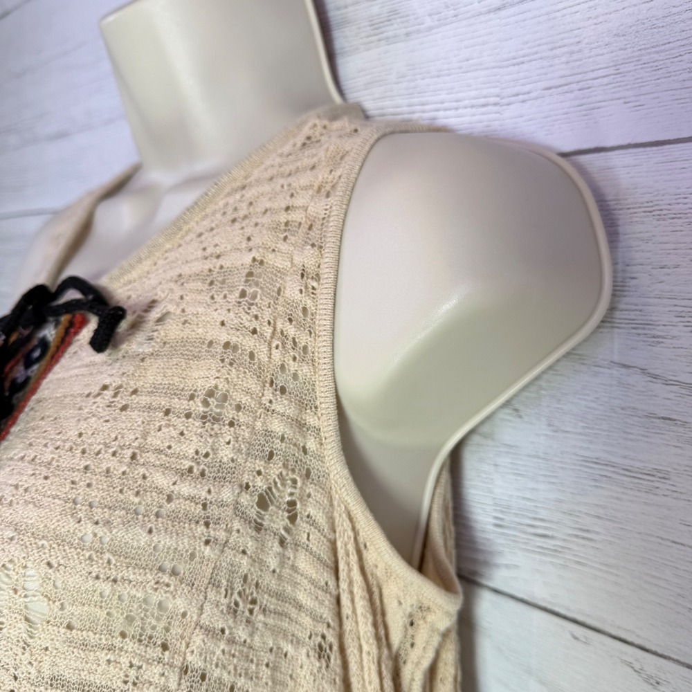 Free People Boho Prairie Tunic Cream Cold Shoulder Flare Sleeve xs cottage - Picture 8 of 11